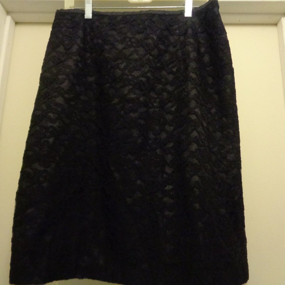 SCARLET BLACK LACE SKIRT OVER SATIN. LG